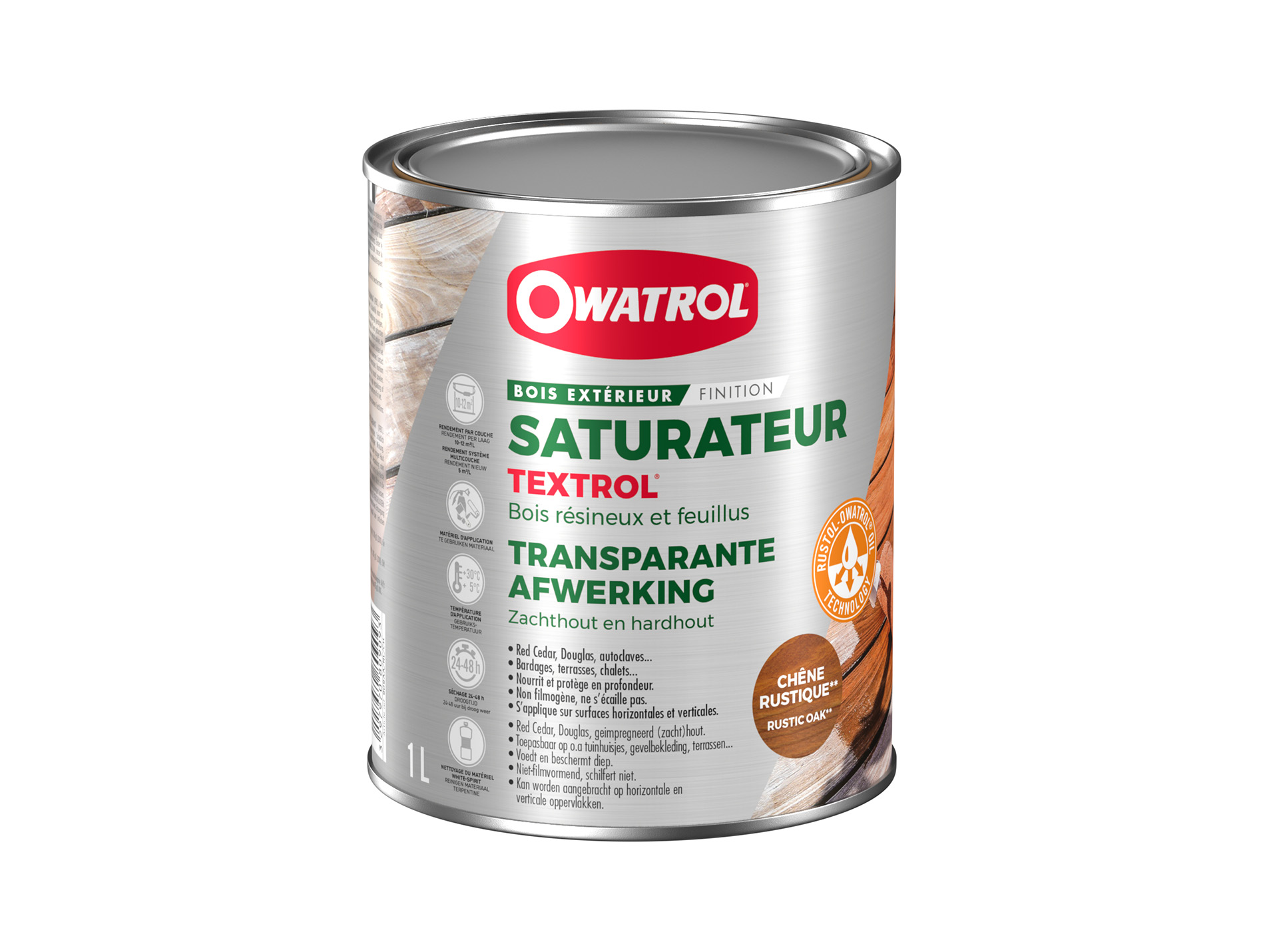 Saturateur extérieur pour bois Textrol OWATROL Chêne rustique 1L